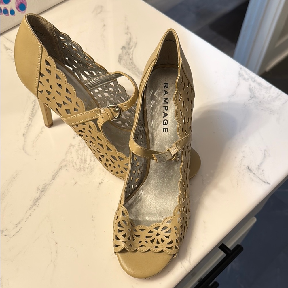 Rampage Women's Beige Cut-Out Heels